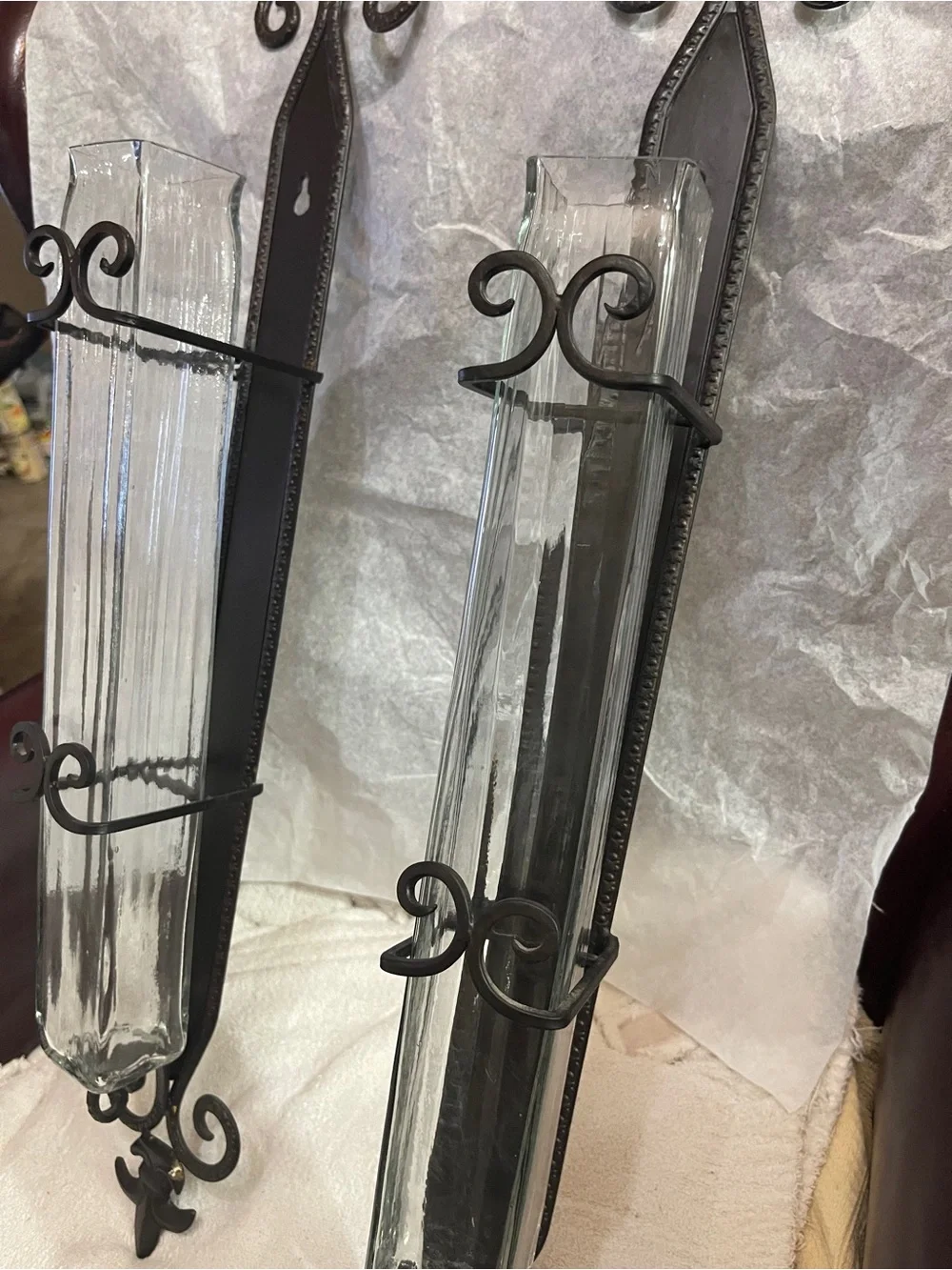 Lark Manor 2-PC Montoursville Metal  Wall Sconces W/Ribbed Glass Vases 29”